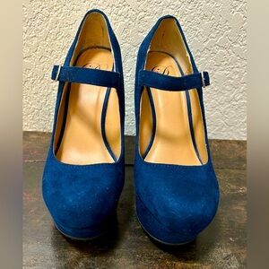 💙 Sexy, Royal Blue, Suede, High-Wedged Heels 💙